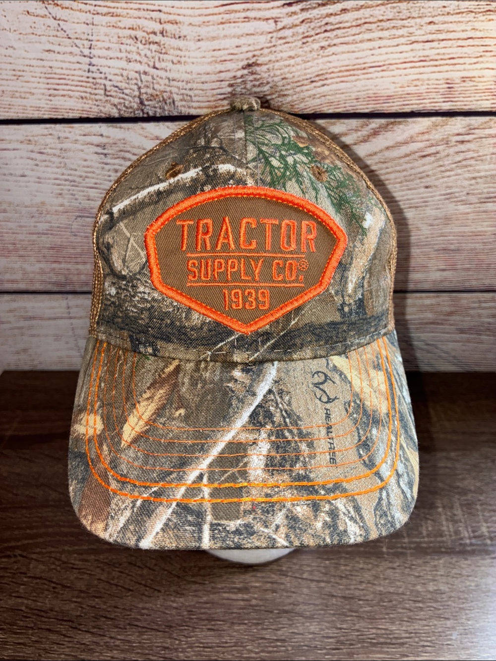 EUC Outdoor Cap Camouflage Orange Patch Baseball Cap Tractor Supply